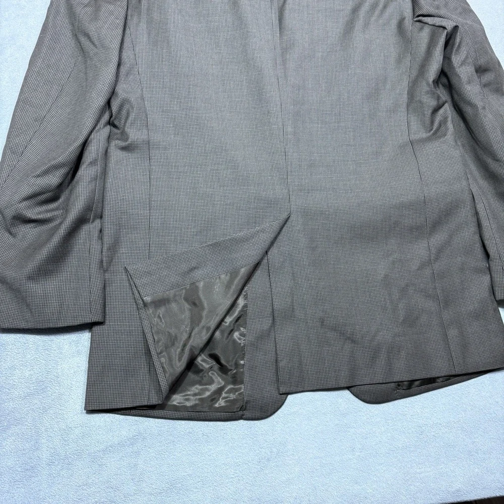 Jos A Bank Blazer Mens 44L Black Brown Micro-Houndstooth 100% Wool Sport Coat